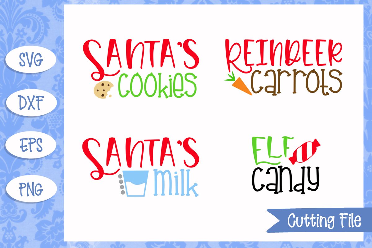 Christmas Treats, Santa, Reindeer, Elf, SVG Cut File example image 1