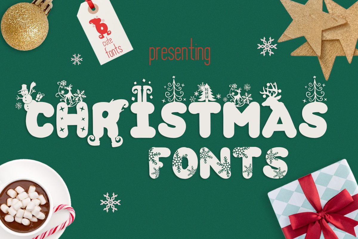 The Christmas Fonts Bundle with 6 Fonts & Bonus example image 1