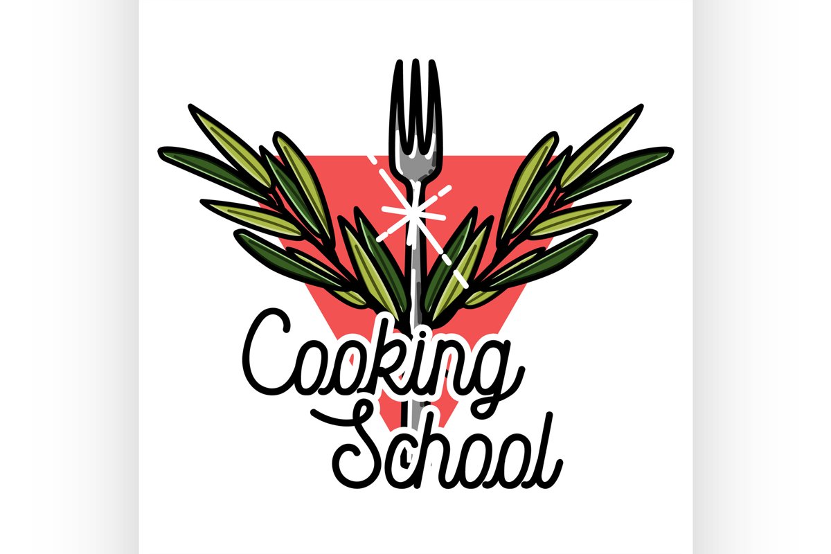 Color vintage cooking school emblem example image 1