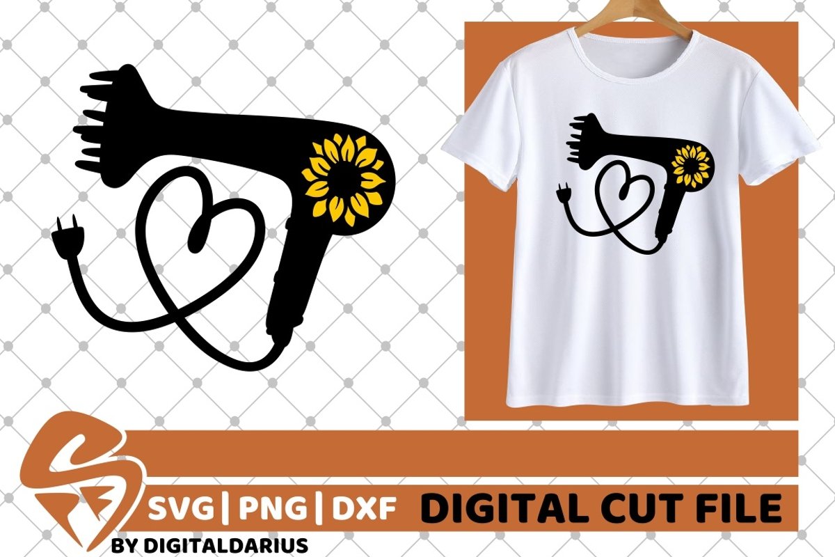 Dryer with sunflower svg, Hairstylist svg, Hairdresser svg example image 1