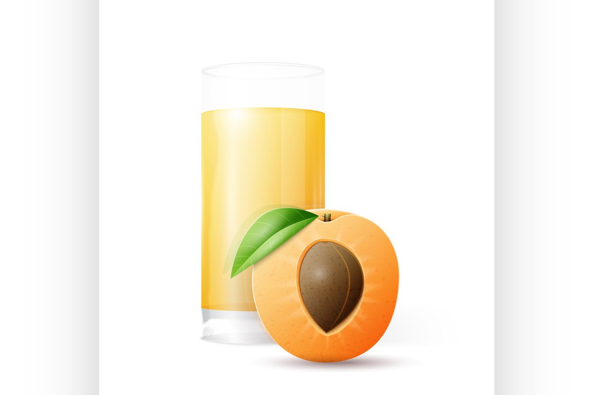 Half apricot and glass of juice example image 1