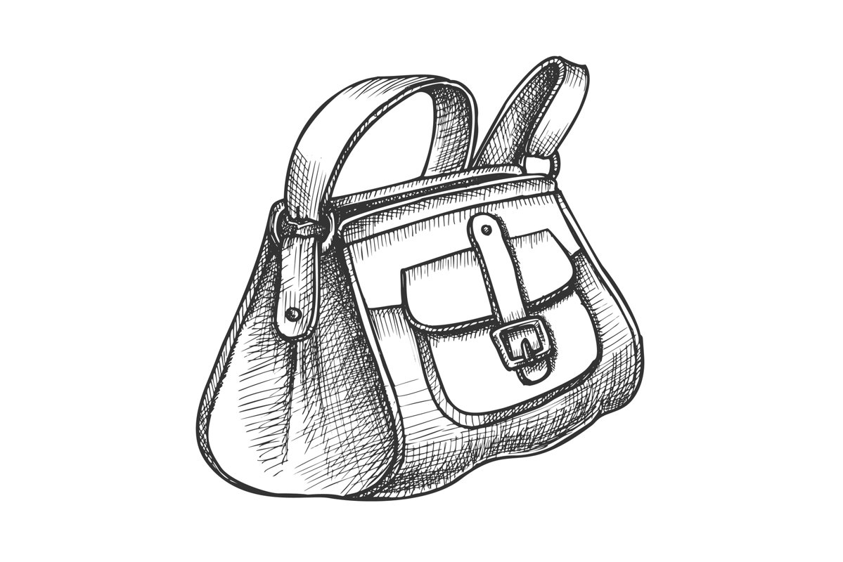 Fashion Stylish Hand Luggage Bag Monochrome Vector example image 1