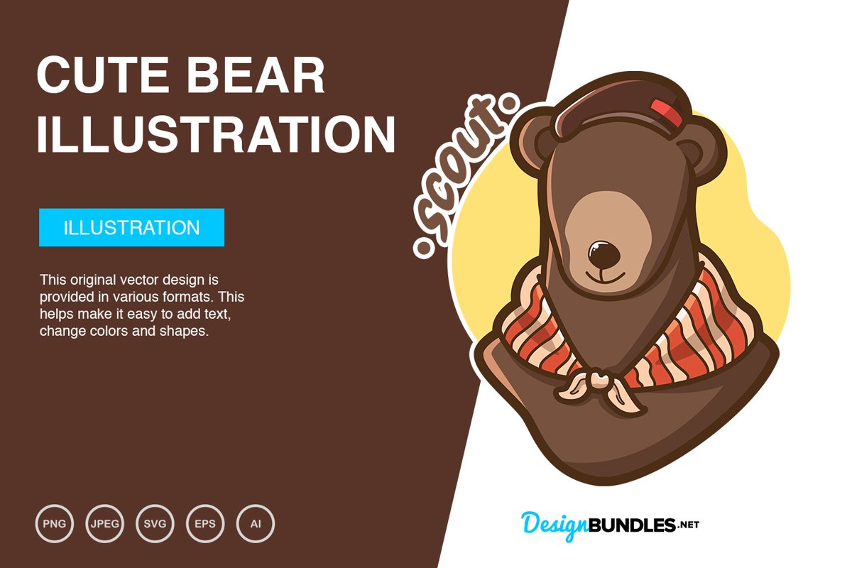 Cute Bear Vector Illustration example image 1