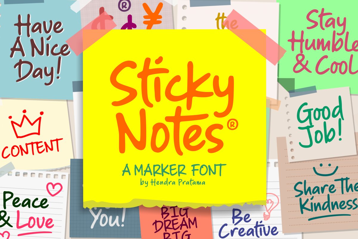Sticky Notes - Marker Font example image 1