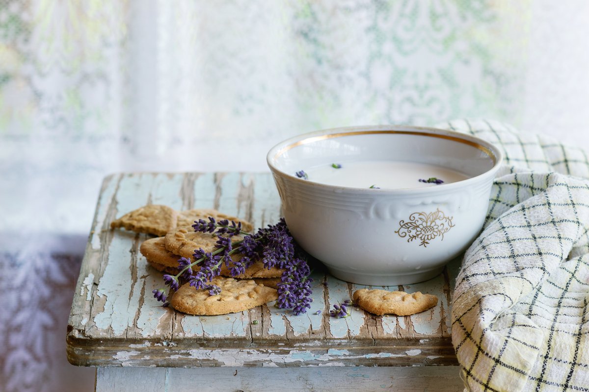 Lavender cookies with milk example image 1