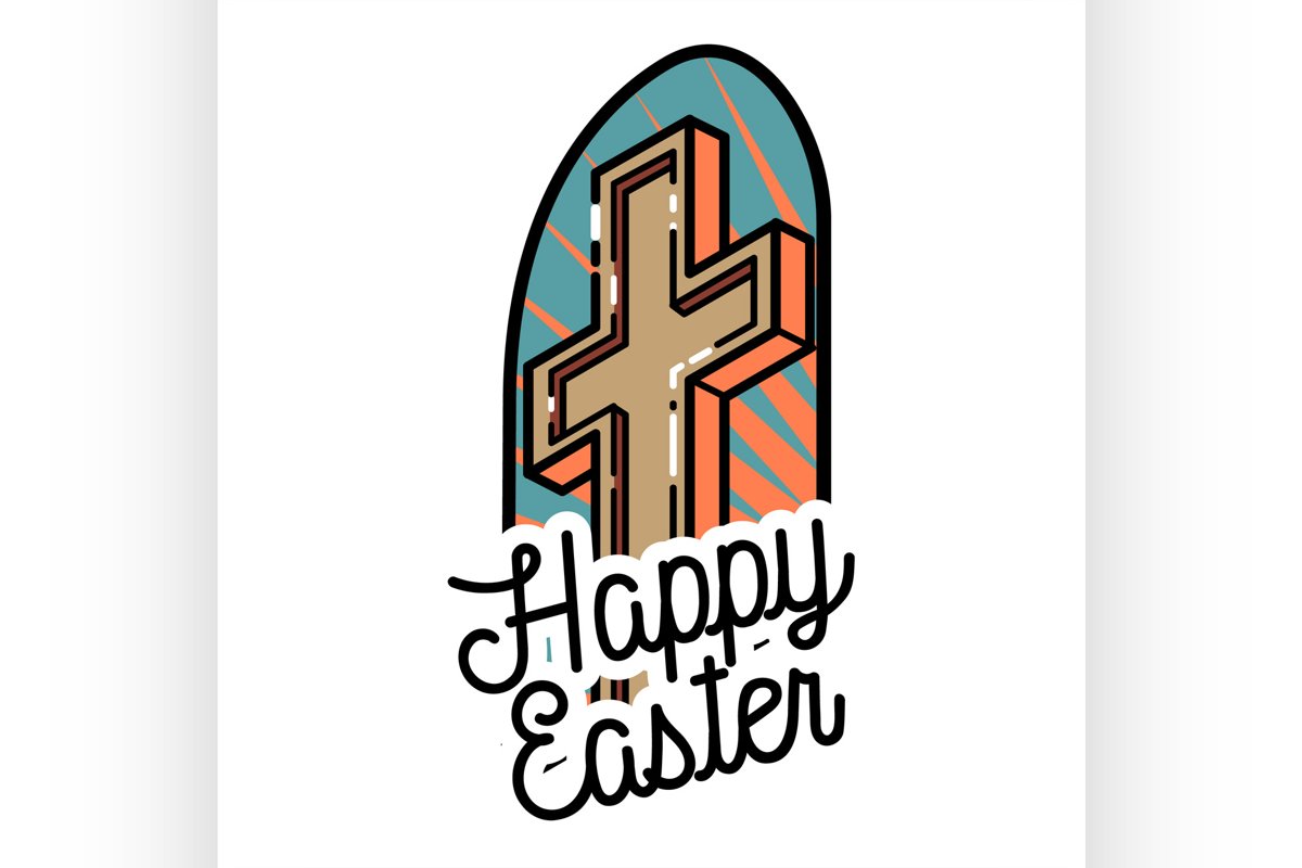 Color vintage easter emblem example image 1