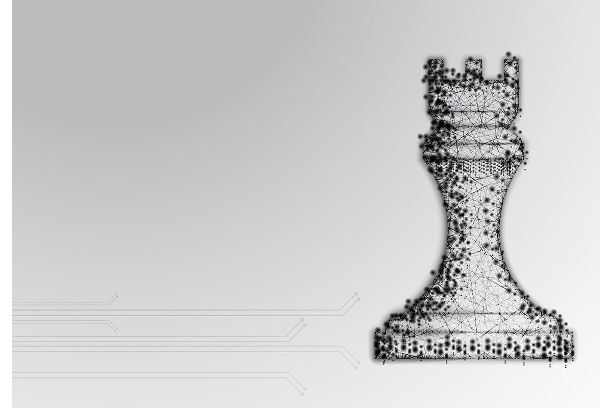 Chess Rook, fortress. Abstract Low Poly Design. Strategy Con example image 1
