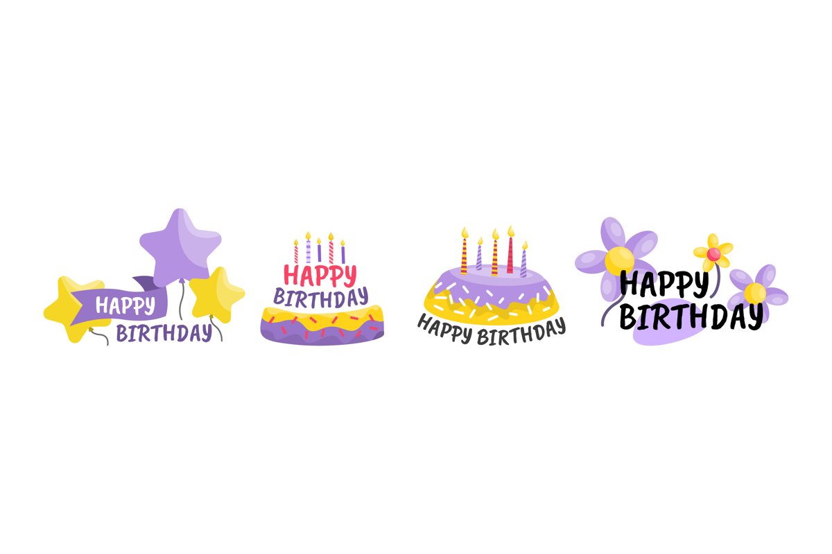 Happy Birthday Illustrations example image 1