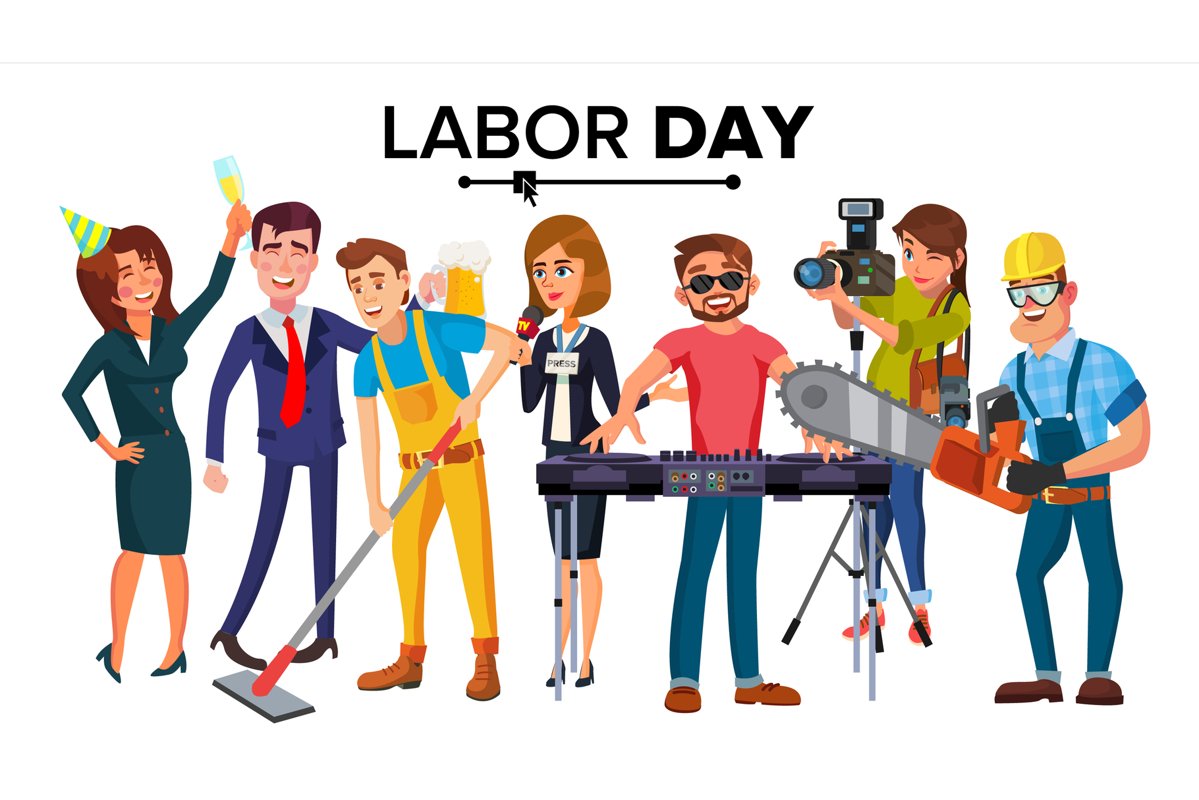 Labor Day Vector. Group Of People. Modern Jobs. Different example image 1