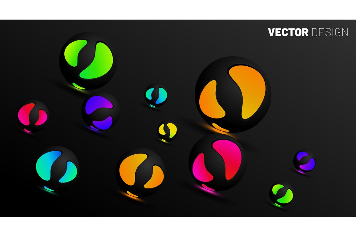 abstract vector background. 3D spherical circle glows example image 1