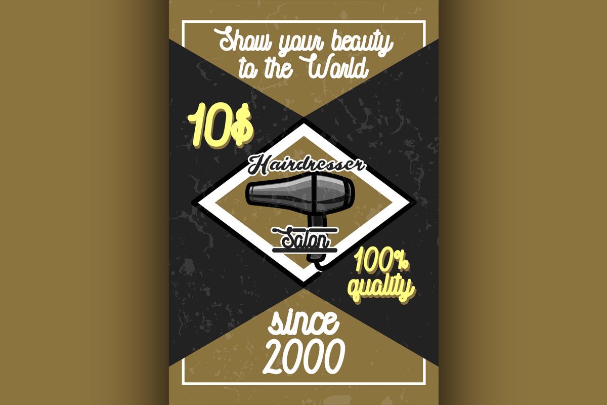 Color vintage hairdresser salon banner example image 1