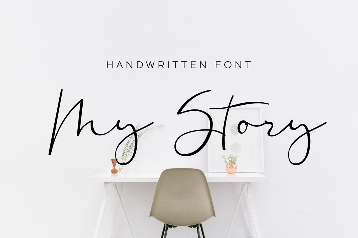 My Story - handwritten calligraphy font example image 1