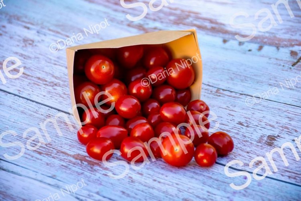 Cherry tomatoes in a recycleable paper box example image 1