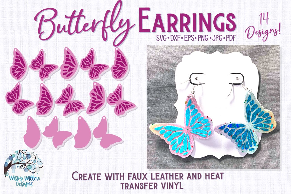 Butterfly Earrings for Cricut, Silhouette or Vinyl Cutter example image 1