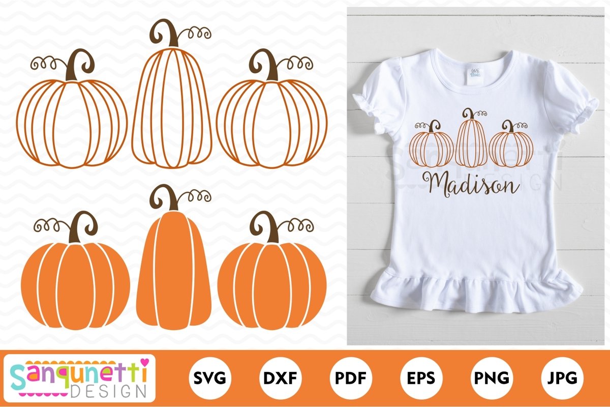 Pumpkin trio SVG, fall pumpkins cut file example image 1