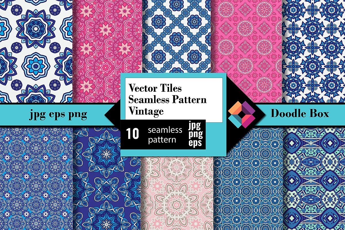 Vector Tiles Seamless Pattern Vintage example image 1