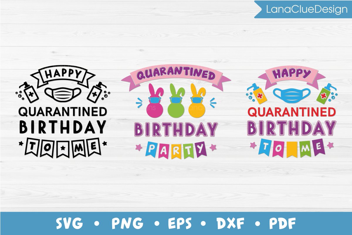 Quarantined Birthday SVG - 3 designs example image 1
