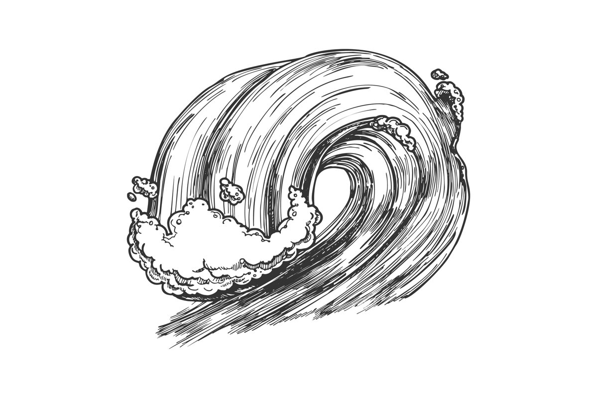 Breaking Tropical Sea Marine Wave Storm Vector example image 1