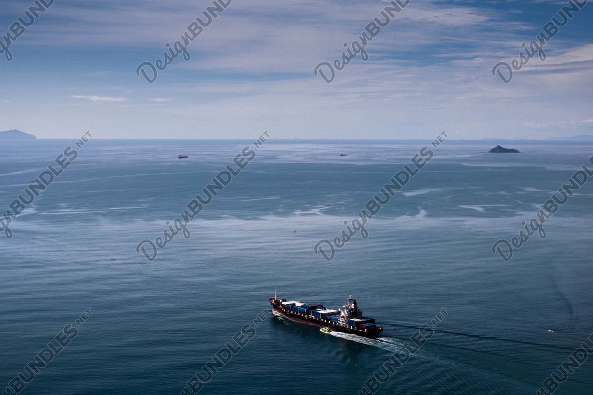 Stock Photo - High Angle View of Sailing Vessels at Sea example image 1