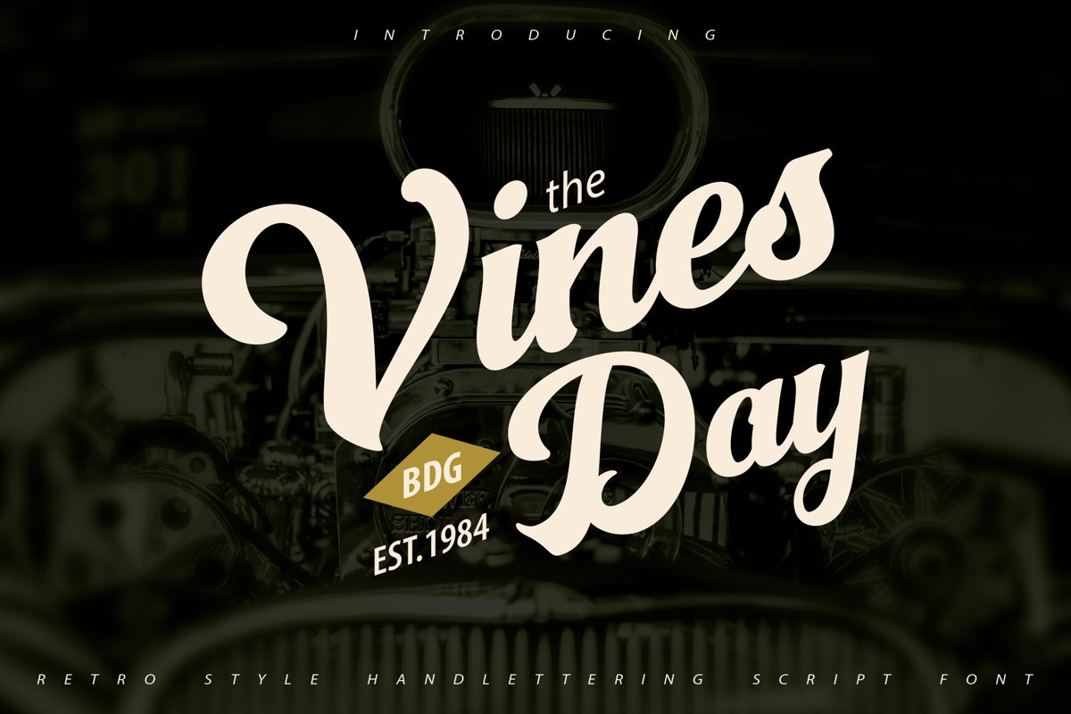 Vinesday | Retro Style Handlettering Script Font example image 1