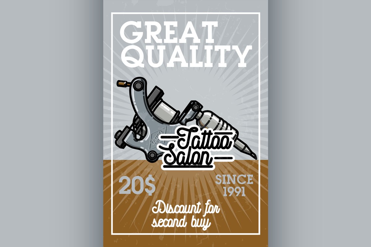 Color vintage tattoo shop banner example image 1