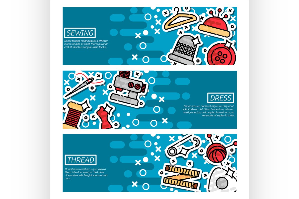 Set of Horizontal Banners about sewing example image 1