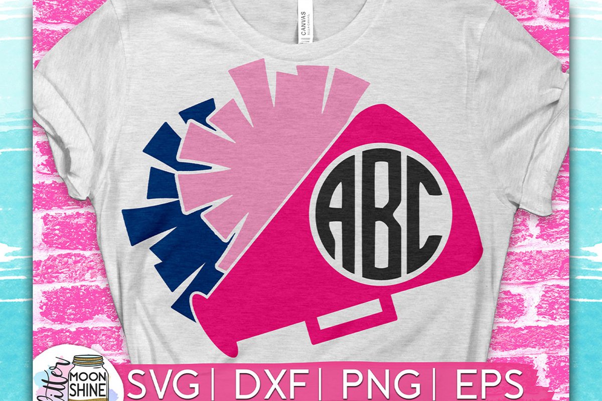 Cheer Monogram Frame SVG DXF PNG EPS Cutting Files example image 1