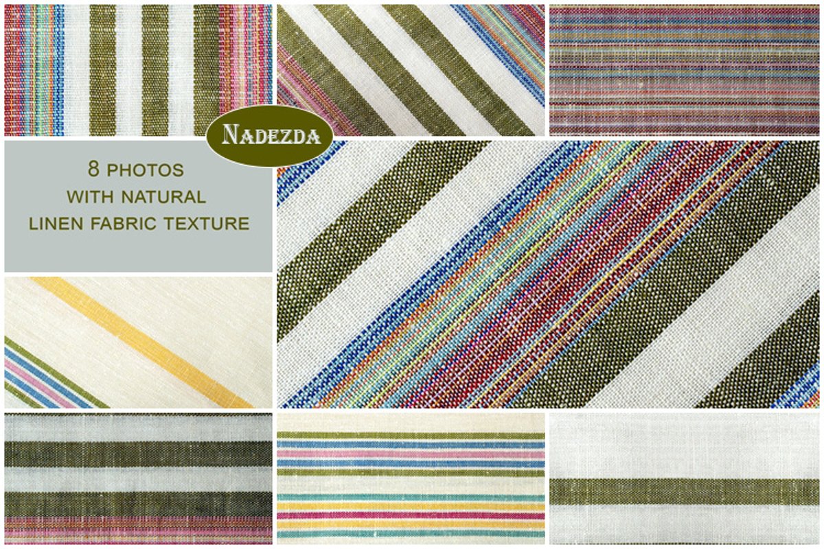 Striped colorful linen fabric example image 1