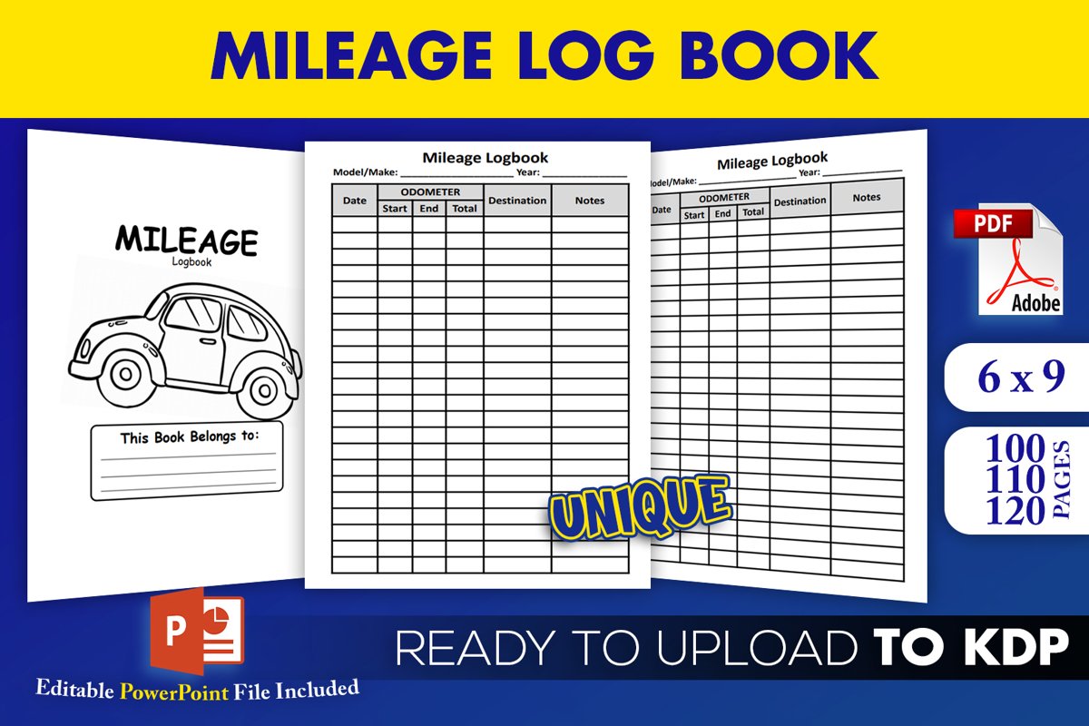 Mileage Logbook Vehicle Log Book KDP Interior example image 1