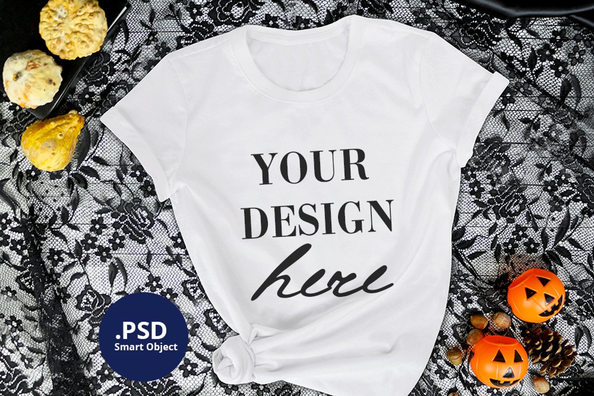 Download Halloween White T Shirt Mockup Fall T Shirt Mockup Psd