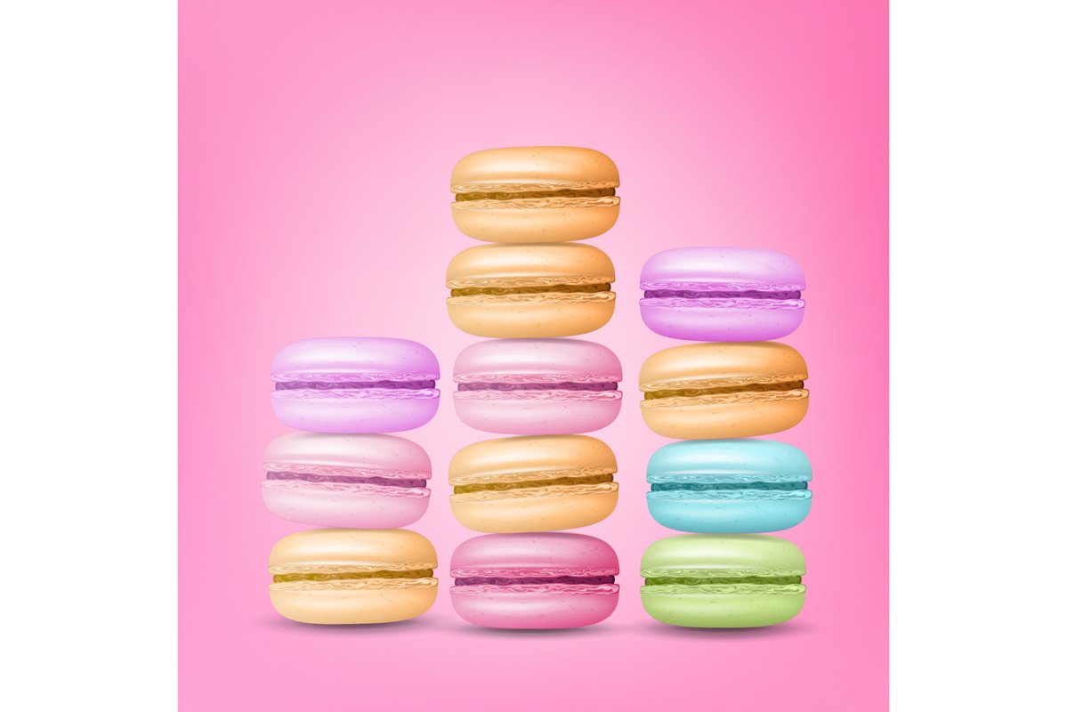 Macarons Set Vector. Colourful Sweet French Macaroons On example image 1