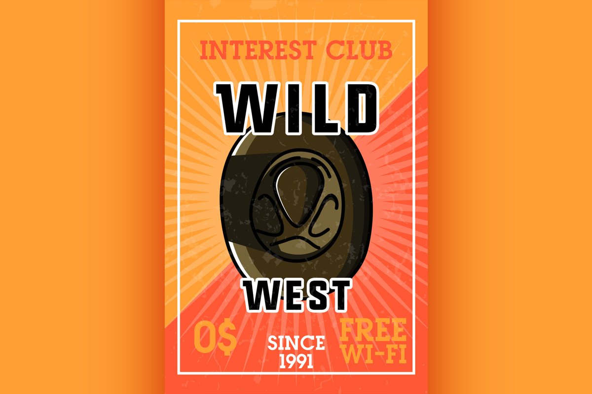 Color vintage wild west banner example image 1