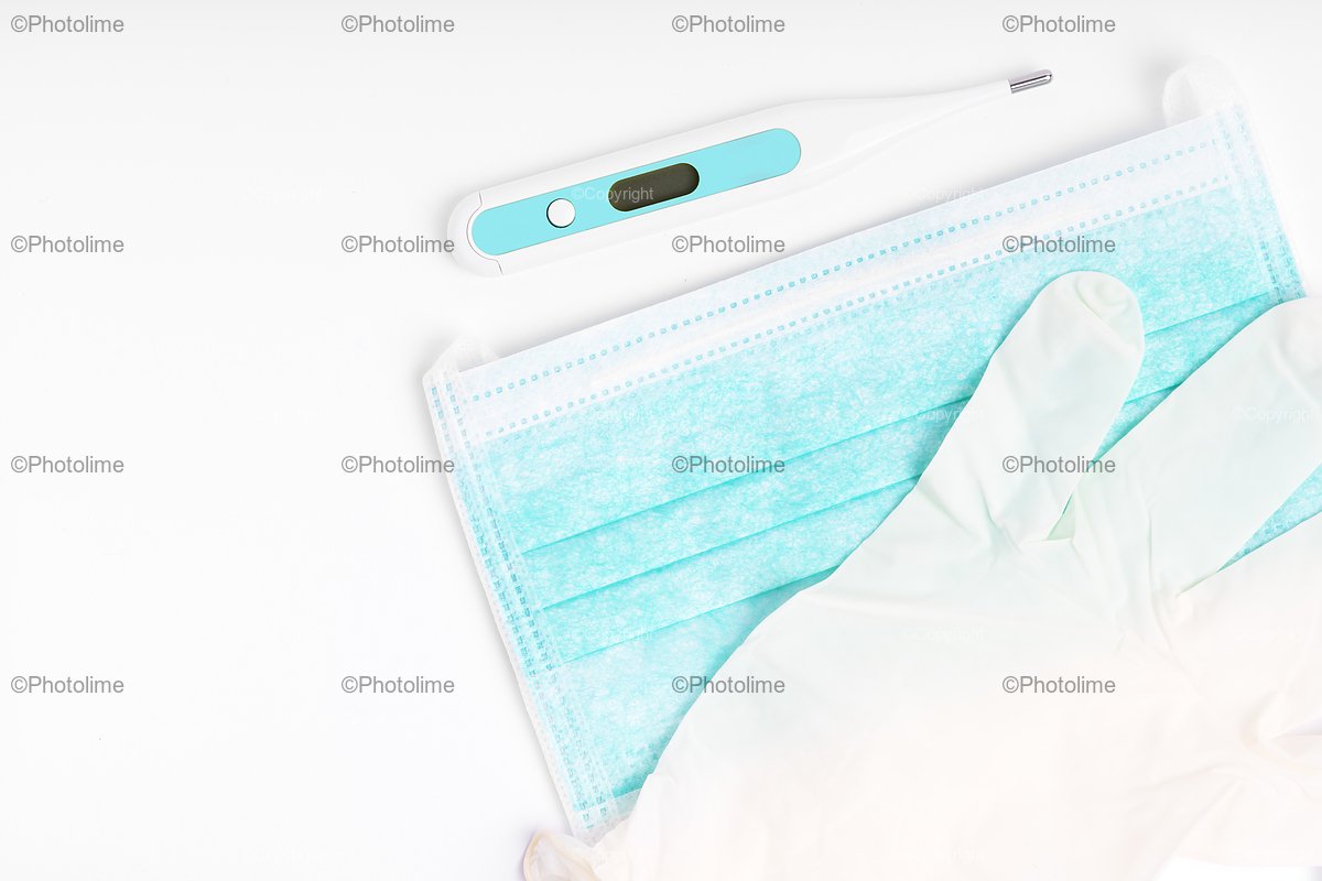Medical gloves, surgical mask, electronic thermometer example image 1