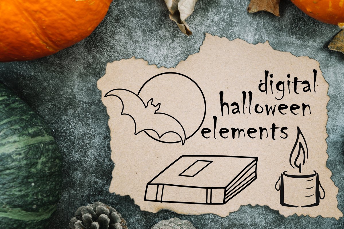 Doodle Halloween set. Digital elements example image 1