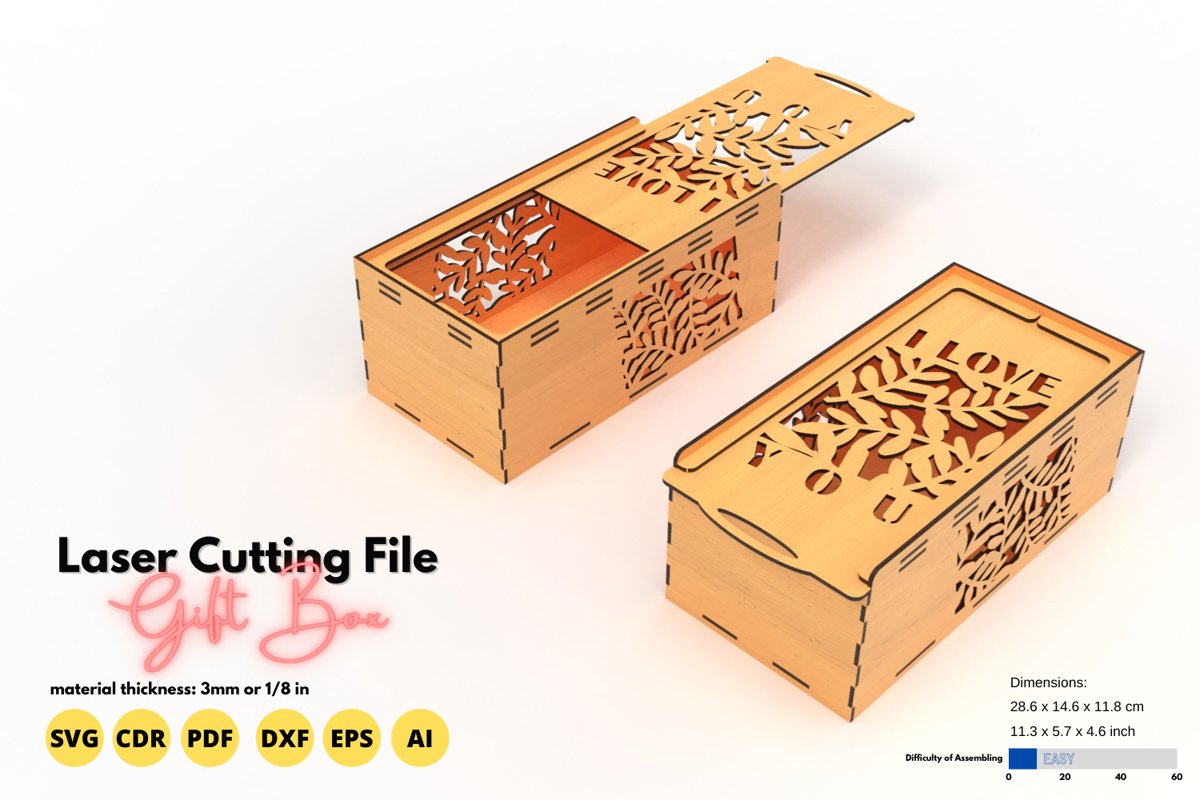Gift Box - laser cutting file example image 1