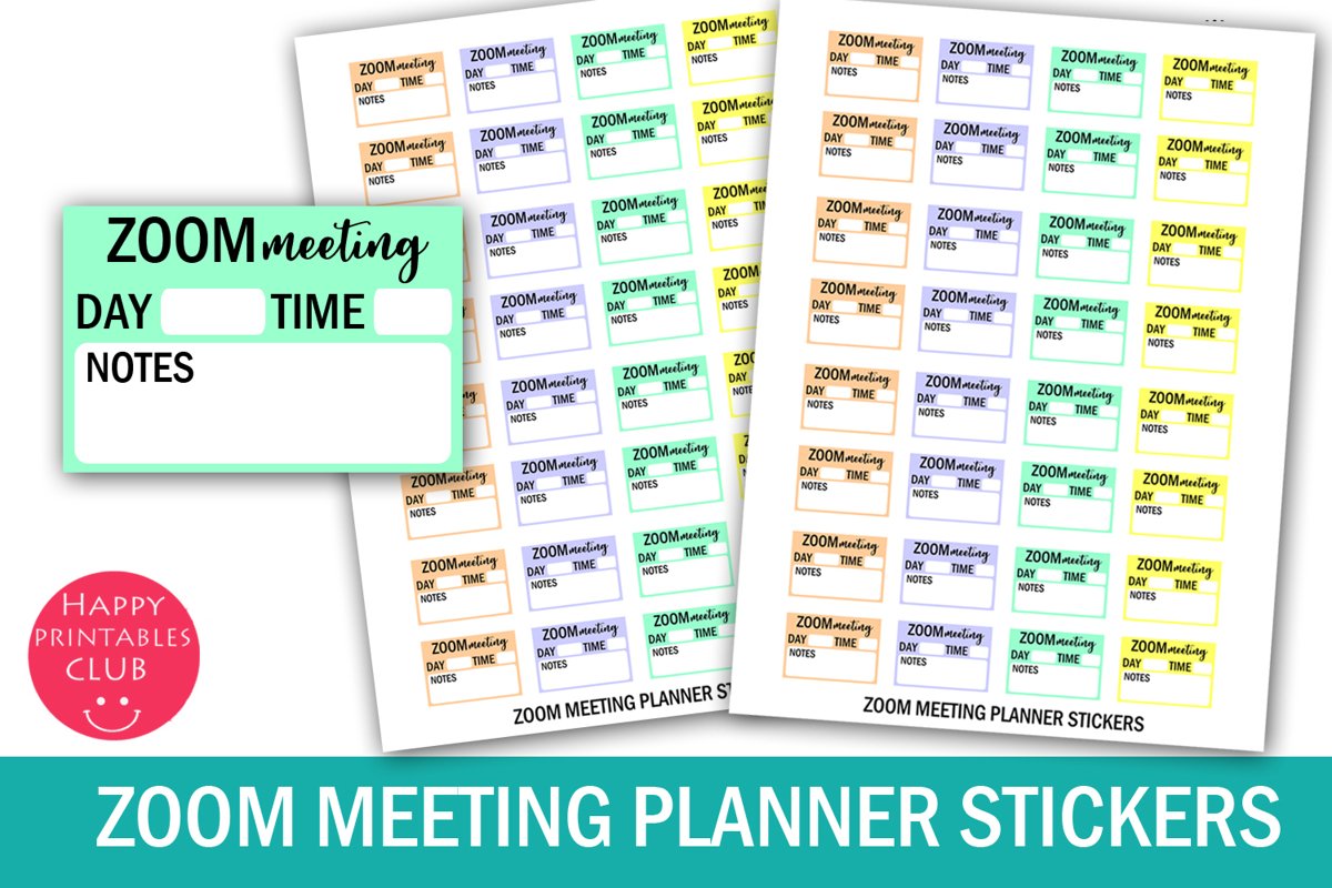 Zoom Meeting Planner Stickers Zoom Reminder Meeting Sticker (538634) Stickers Design Bundles