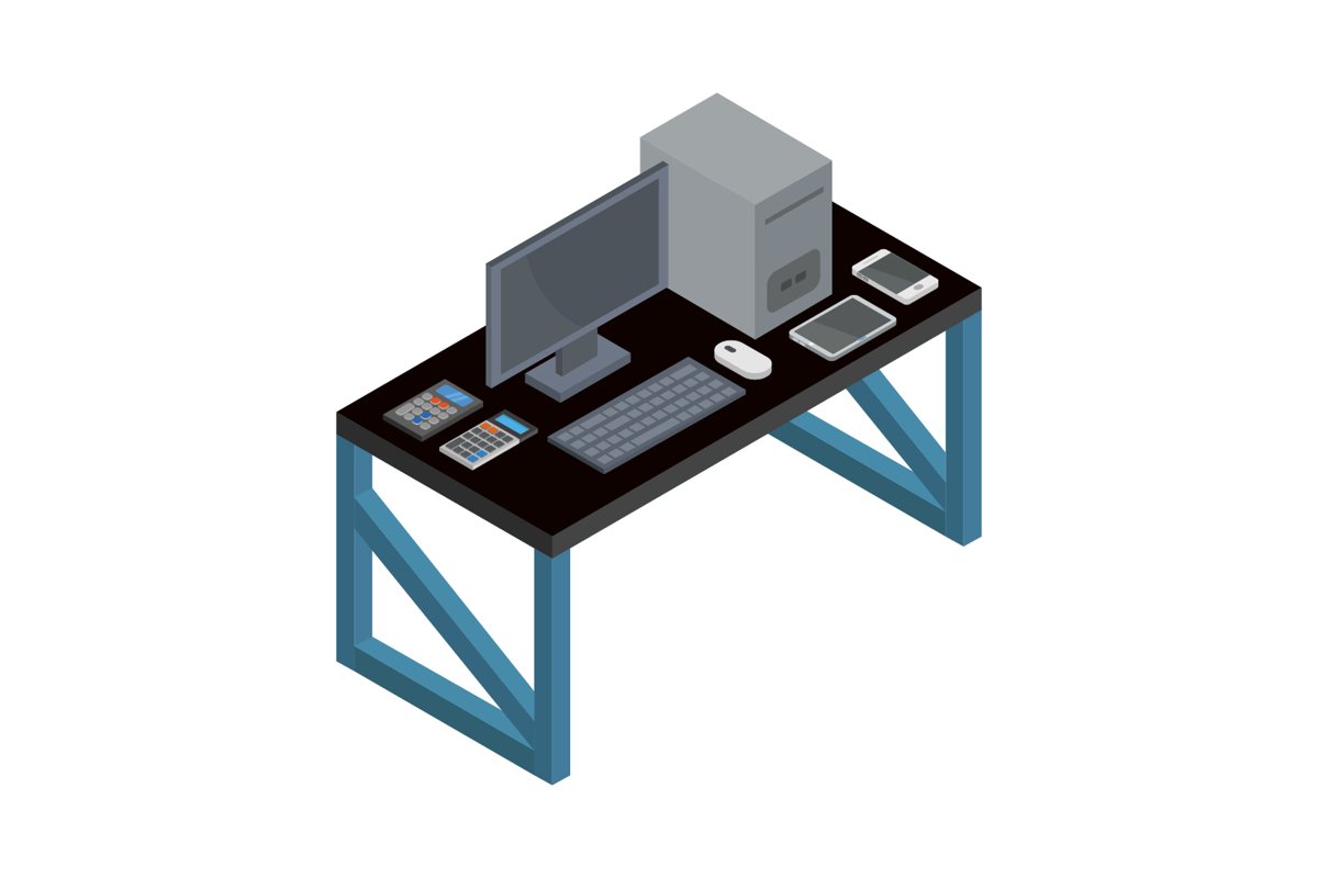 isometric office desk example image 1