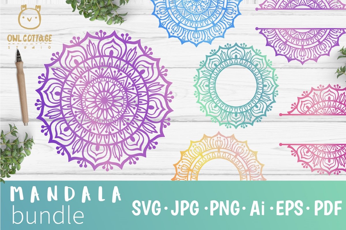 Mandala Bundle SVG, Yoga Mandala Cutting Files, Indian Round example image 1