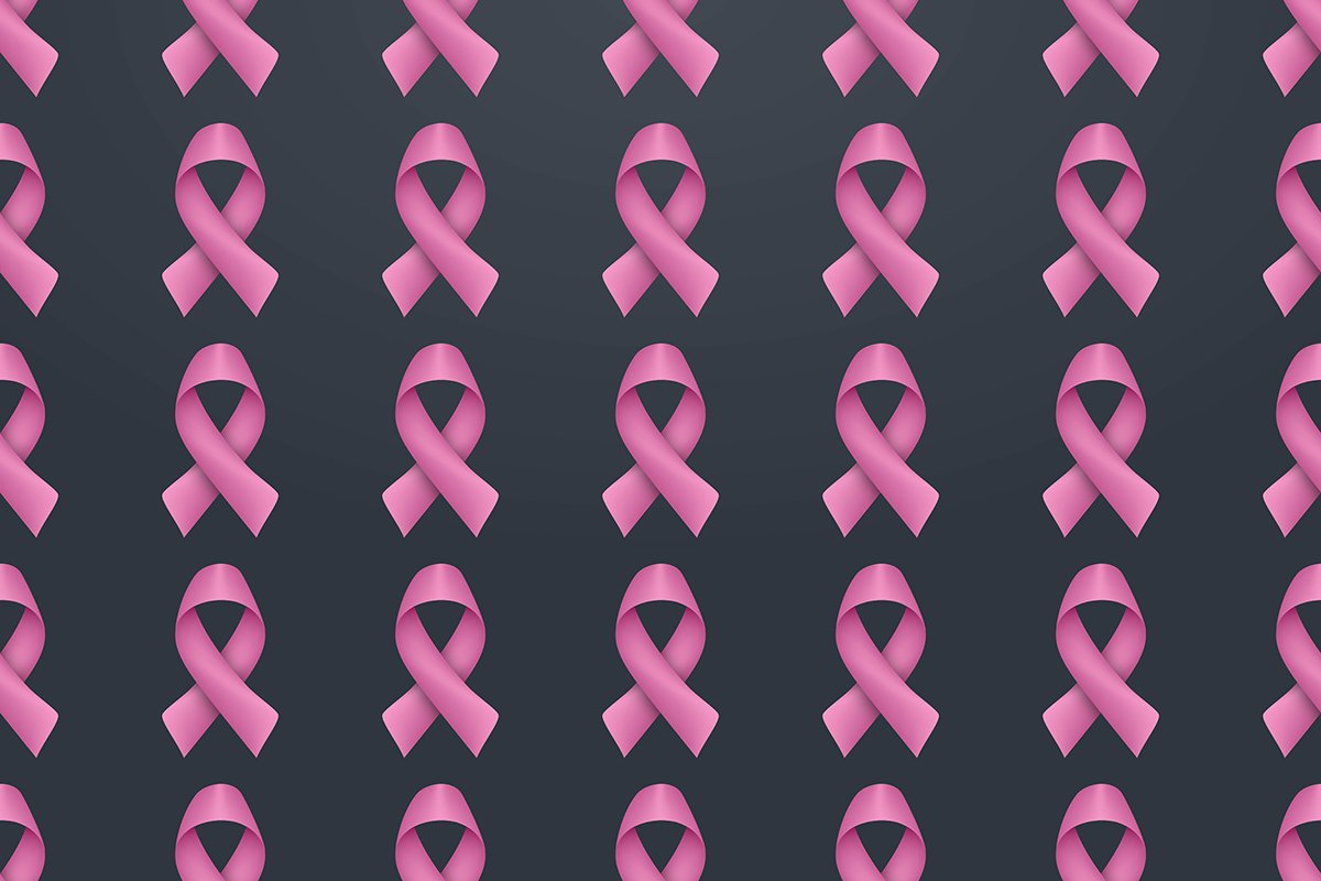 Breast cancer awareness realistic pink ribbon seamless patte example image 1