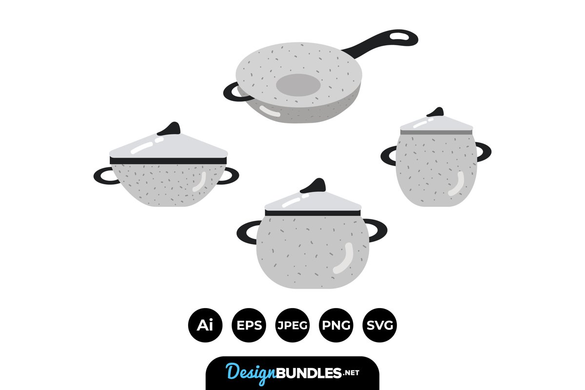 Kitchen Pots Illustrations example image 1