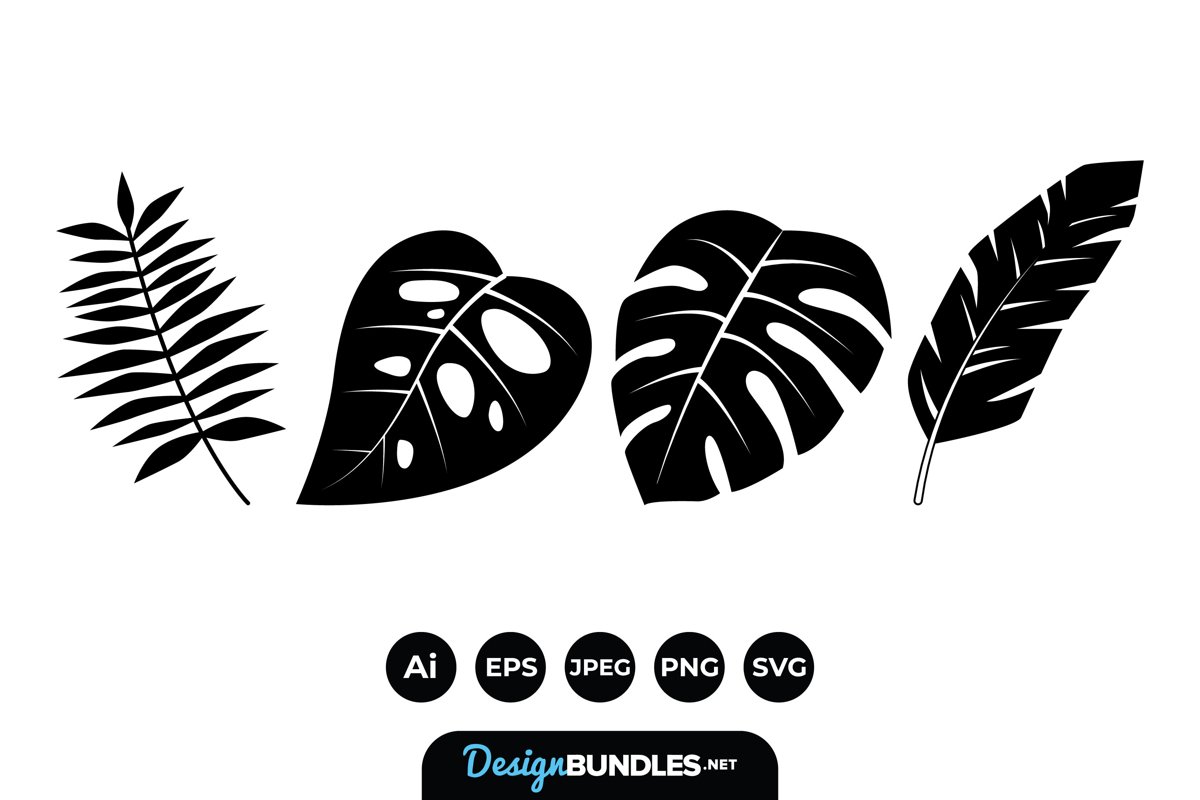Tropical Leaves Silhouttes example image 1