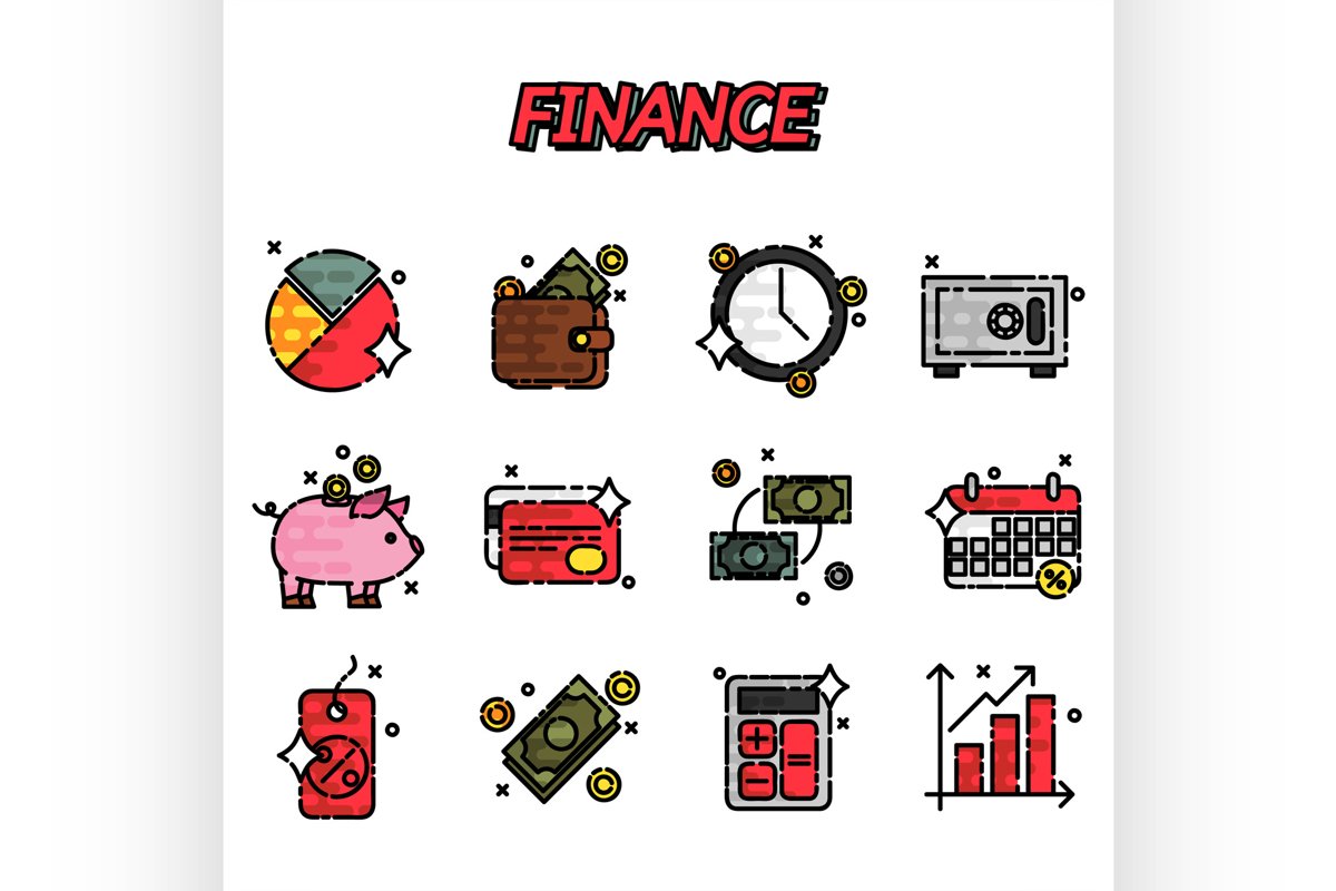Finance flat icons set example image 1