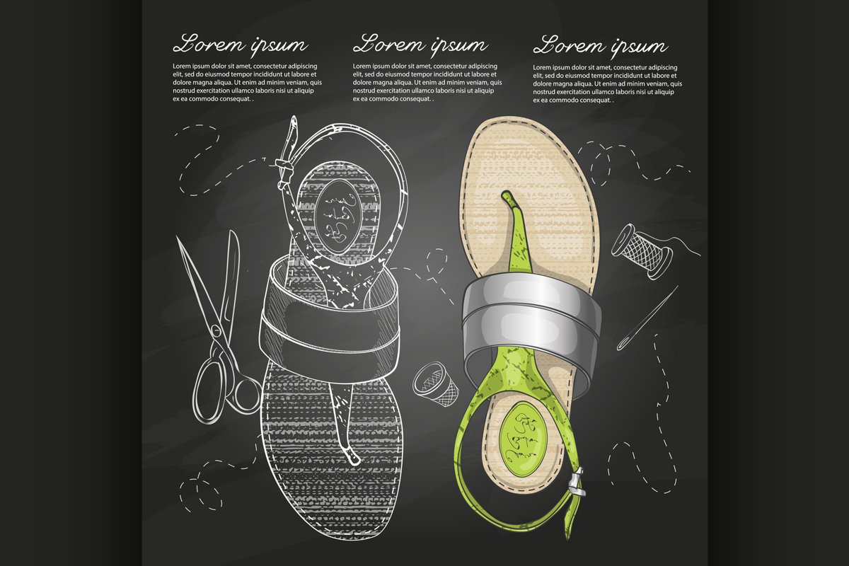 Fashion vector sketch womens shoes. example image 1