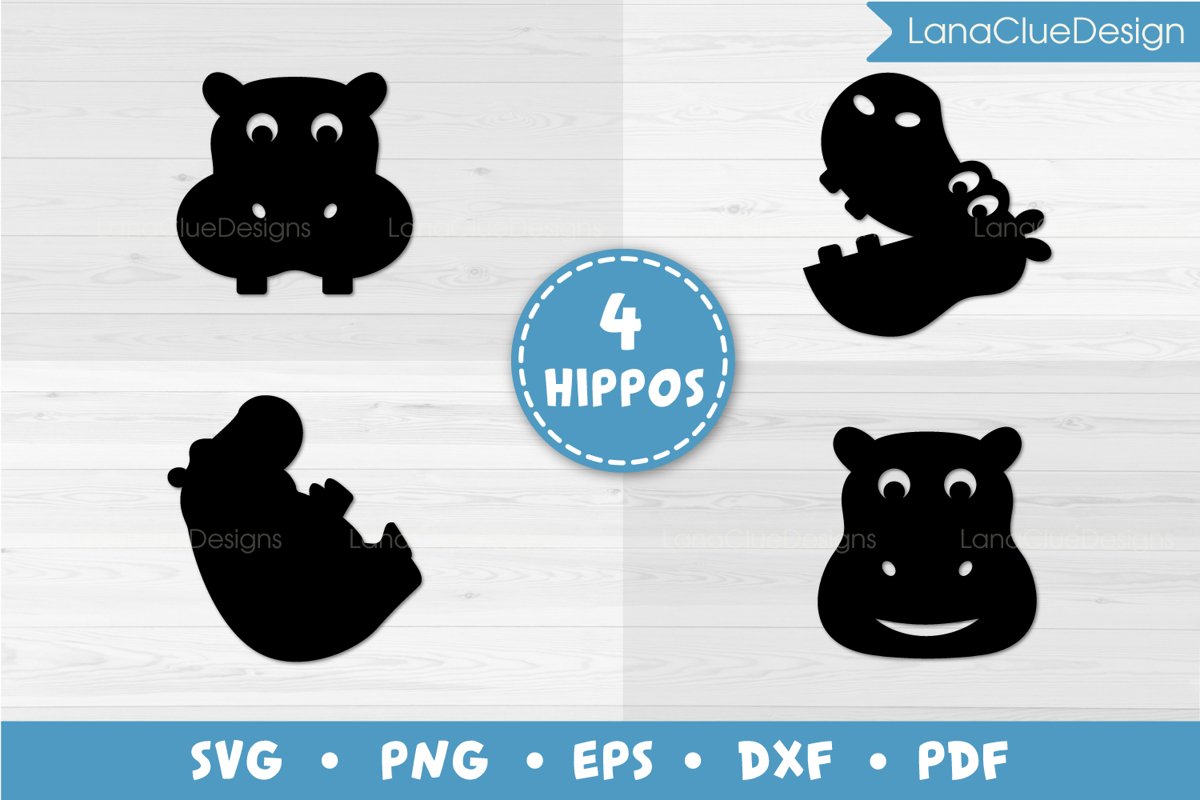4 Hippos SVG Cut Files example image 1