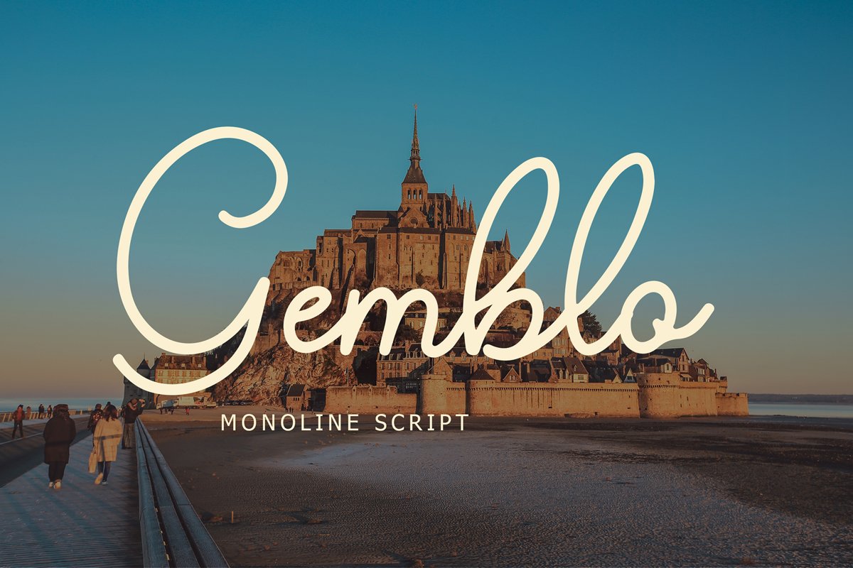 Gemblo Calligraphy Monoline Font example image 1