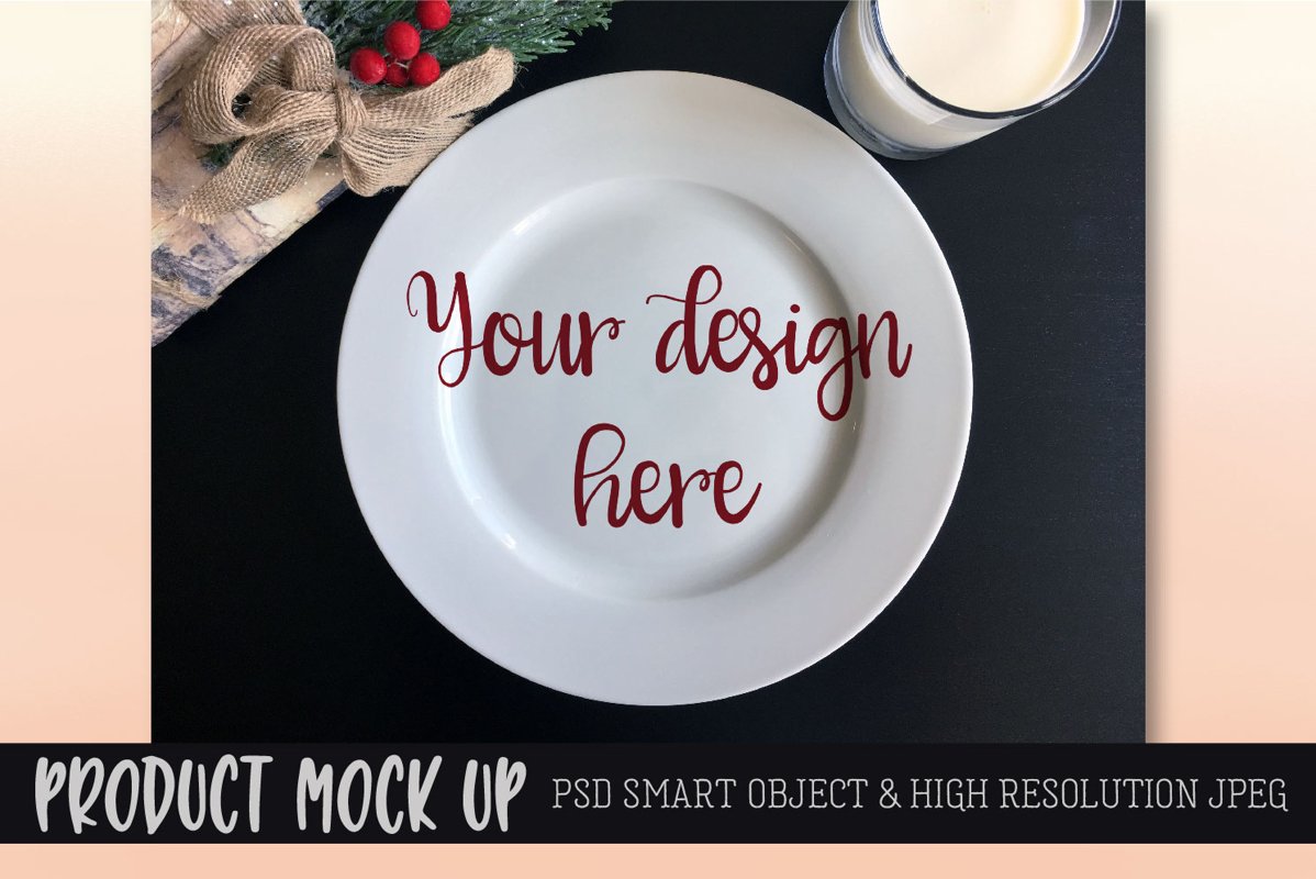 Cookies for Santa plate MOCK UP | PSD & JPEG example image 1