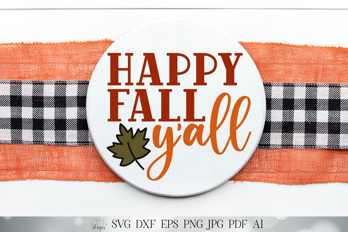 Happy Fall Y'all - Autumn Halloween Thanksgiving Design example image 1