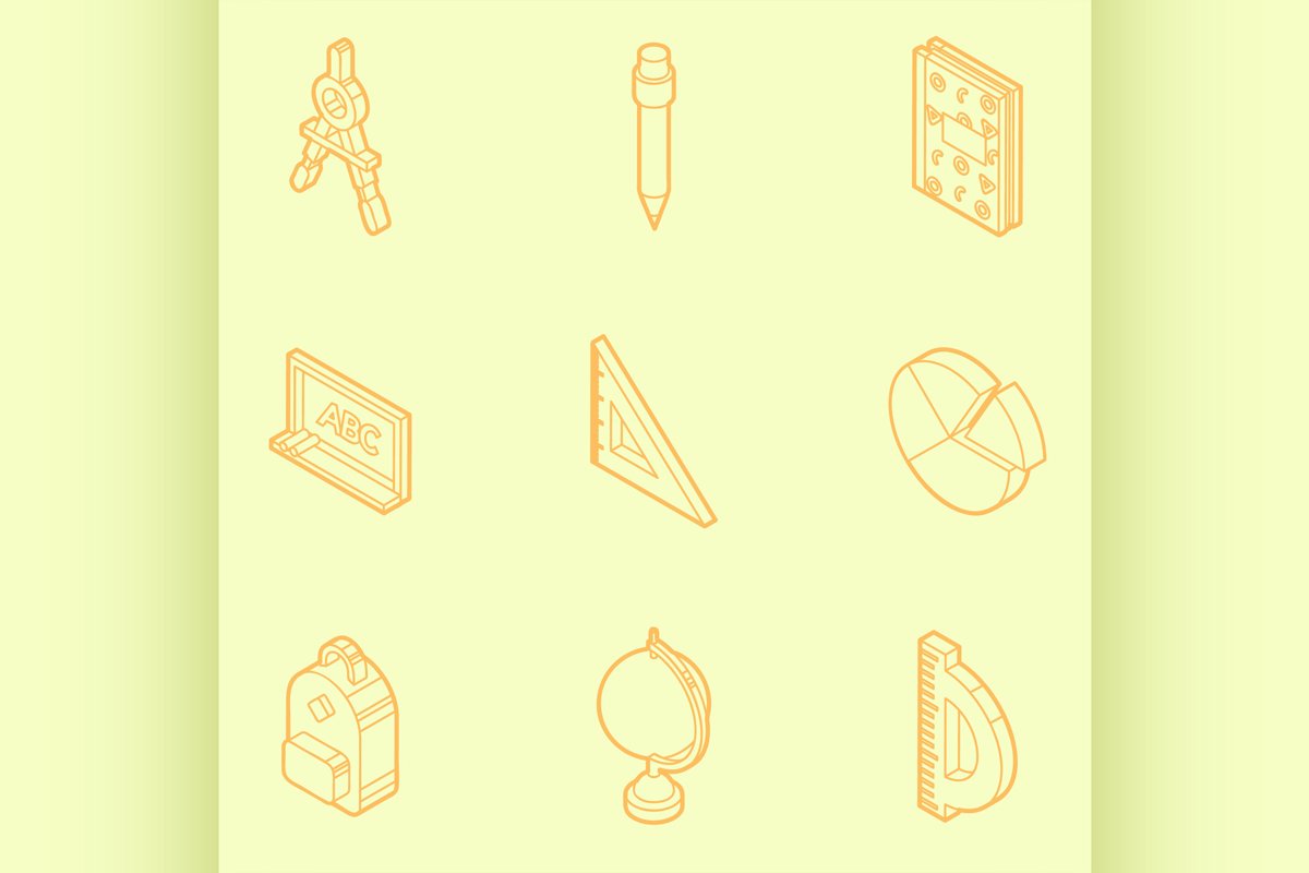 Shopping color outline isometric icons example image 1