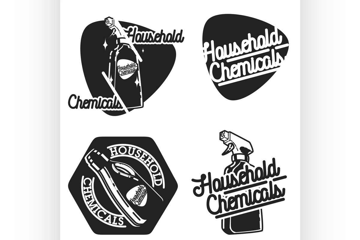 Color vintage household chemicals emblems example image 1
