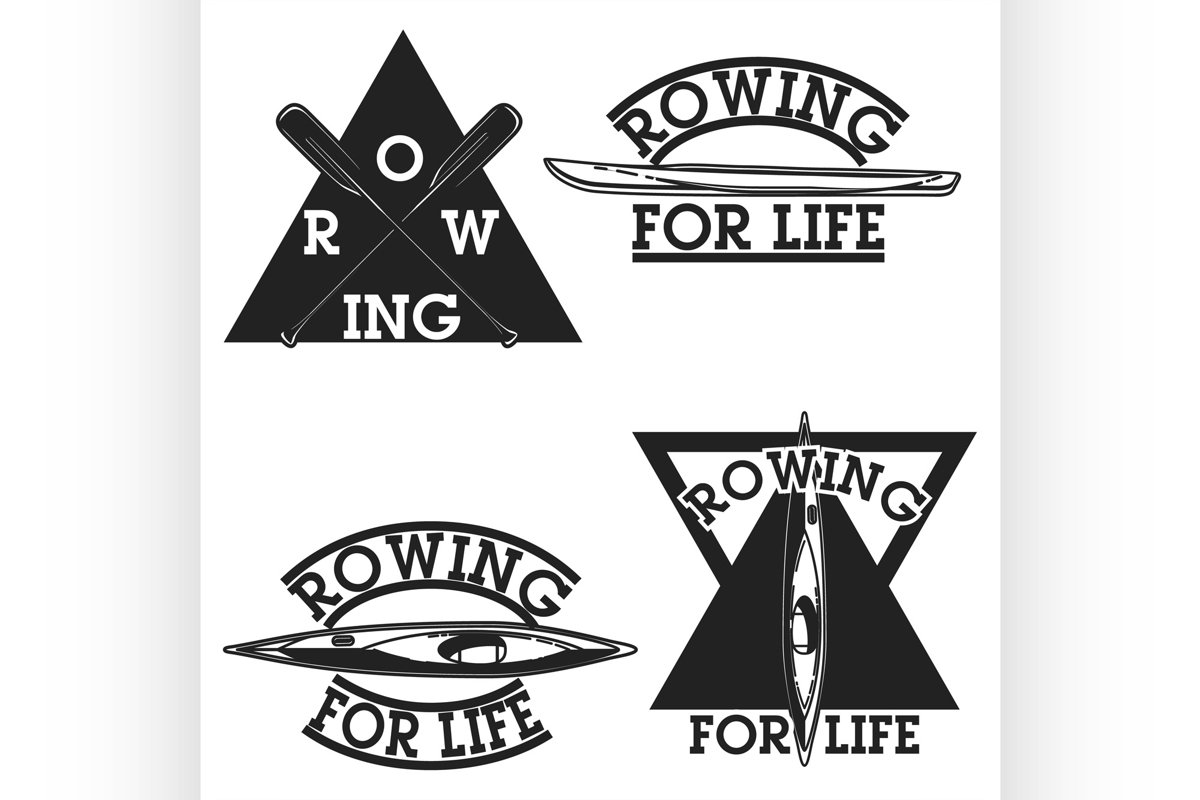 Color vintage rowing emblems example image 1